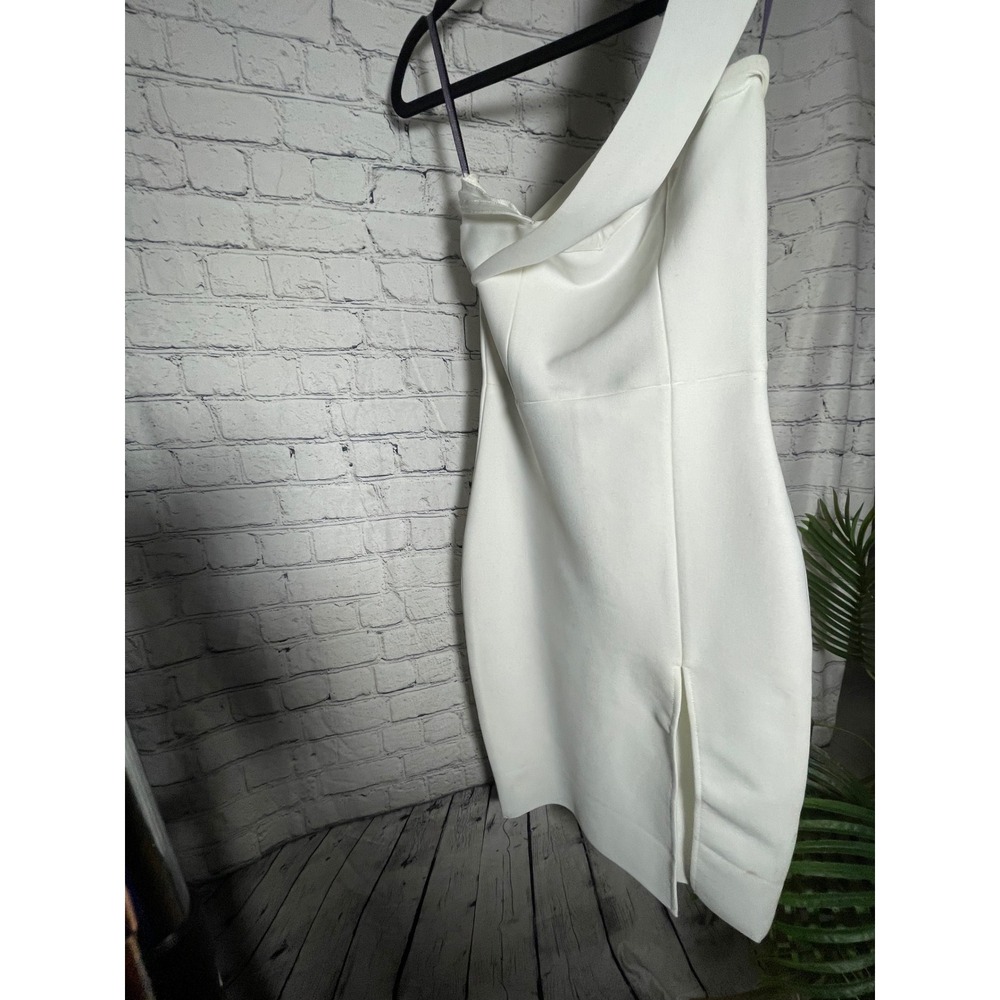 Windsor White One Shoulder Bodycon Cocktail Dress Side Slit Size L - Picture 4 of 5